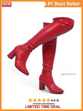 Pointy Toe Thigh High Over The Knee Boots High Heel PU Vegan Fall